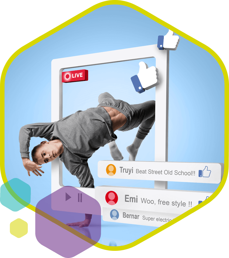 Danser maakt live video content op social media met veel interactie en likes